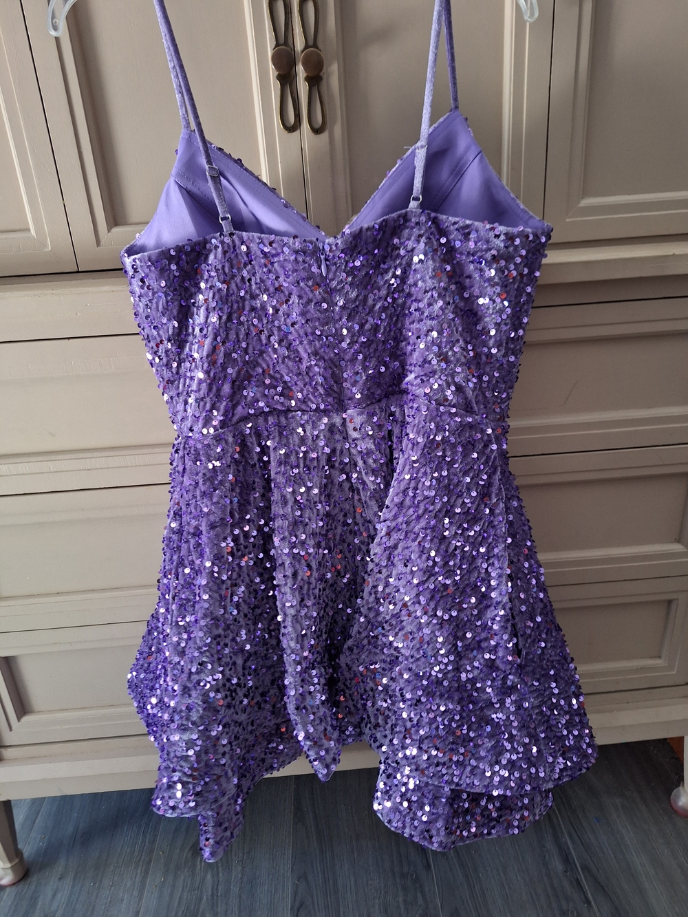 Purple Sequin Fit-and-Flare Mini Dress Size 8 - Picture 3 of 6